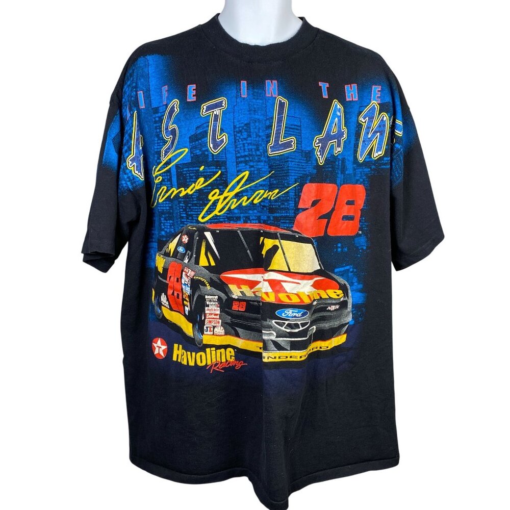 Vintage Ernie Irvan Havoline Racing 28 NASCAR T Shirt Mens 2XL All Over Print